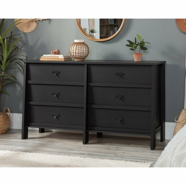 Sauder Trestle 6- Drawer Dresser Ro A2 , Roomy drawers glide on metal runners with safety stops 433840